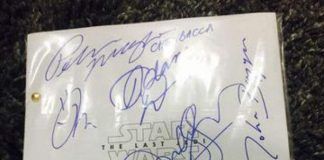 ´guión de Star Wars autografiado