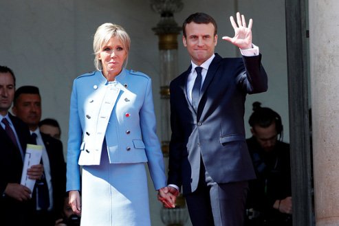 Brigitte Macron y su esposo Emmanuel