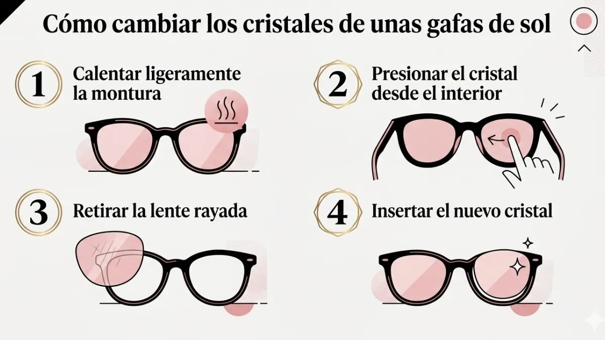 cómo cambiar los cristales de unas gafas de sol