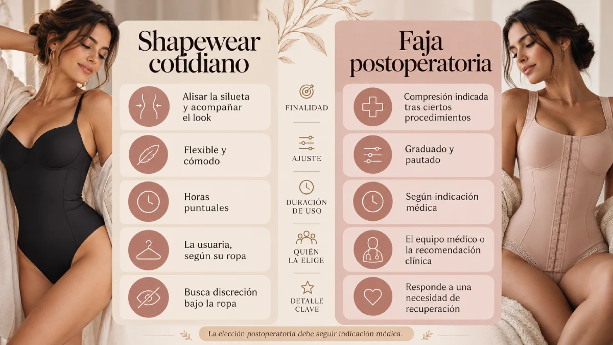 shapewear cotidiano vs faja posoperatoria infografía